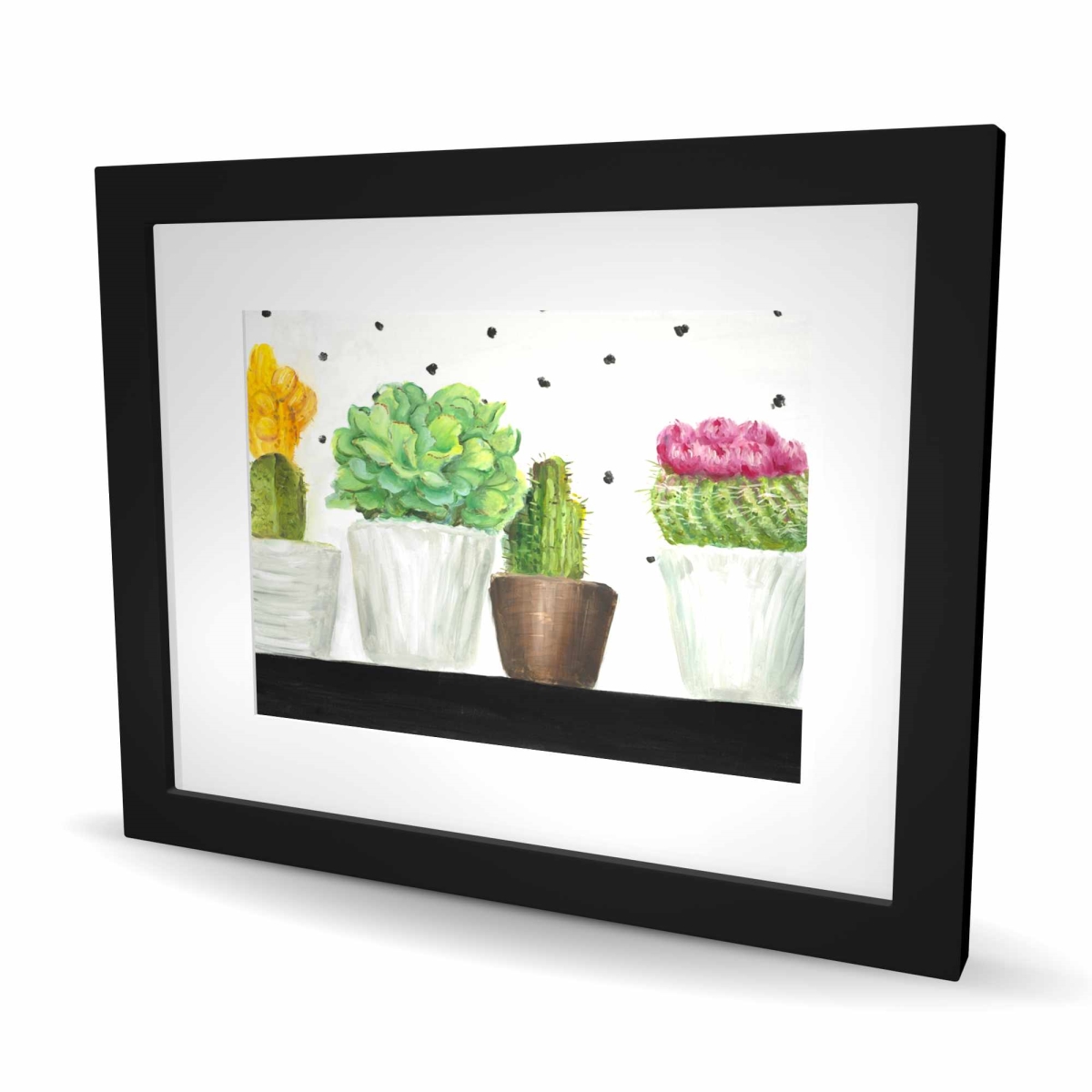 C1FM1620U14XJ1 16 x 20 in. Mini Cactus & Succulents Framed Print - Black Floral Decor