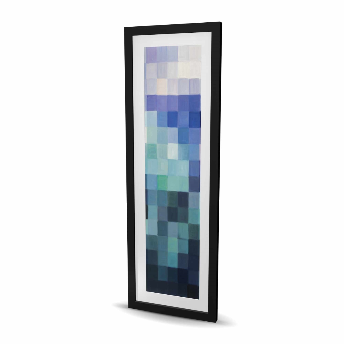 C1FM1648181OZC 16 x 48 in. Pixelized Landscape - Turquoise Framed Matted Print Decor