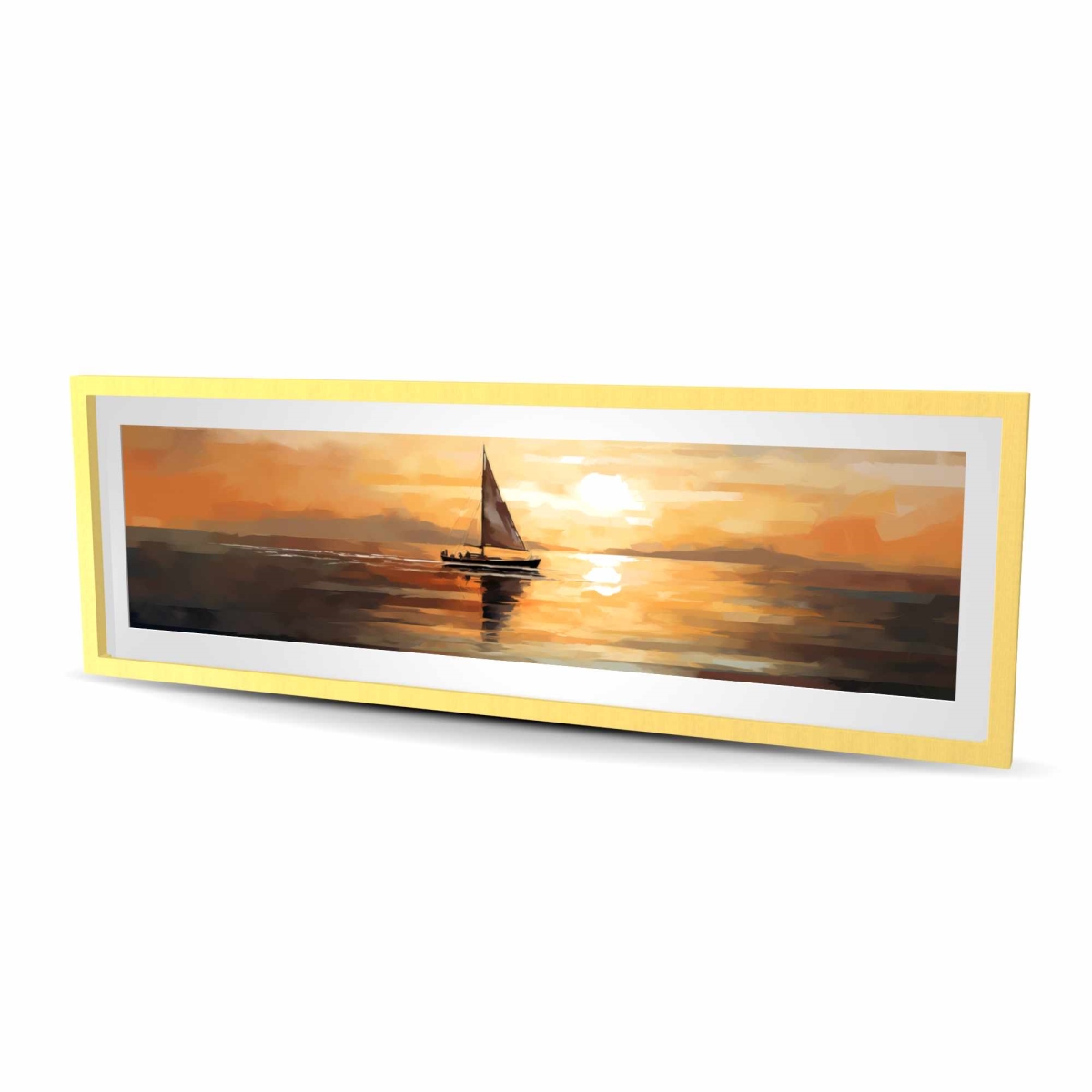 C1FM2060EH9FEY 20 x 60 in. Night Sails - Beach Contemporary Framed Matted Print Decor