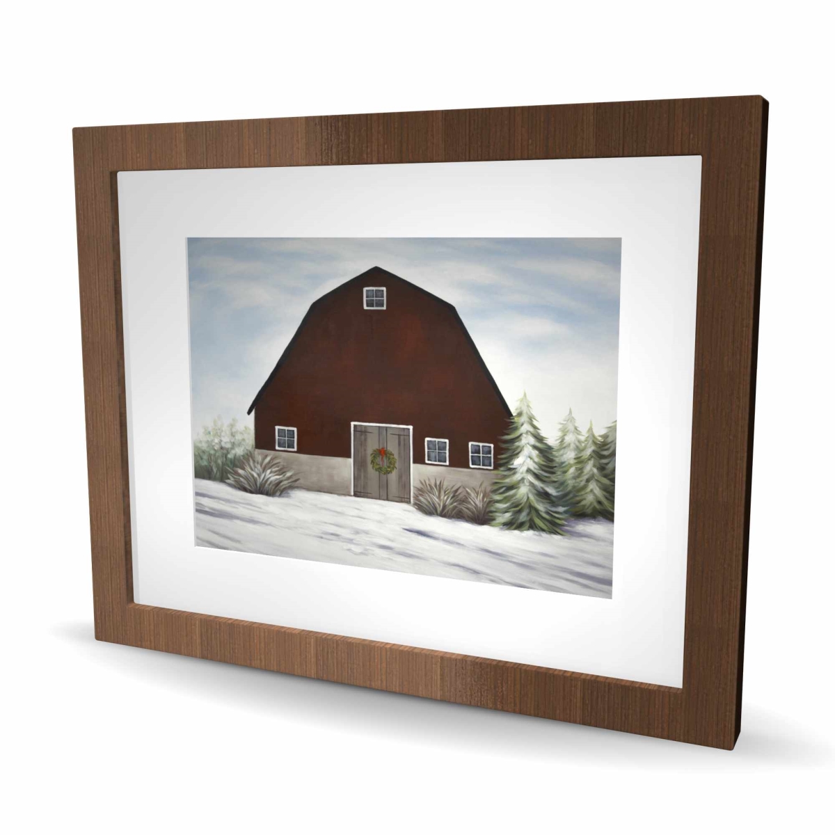 C1FM1620PT48P9 16 x 20 in. Its Winter on the Farm - Framed Matted Print for Home Decor