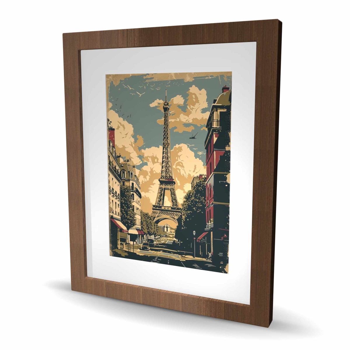 C1FM1620Q2H0UV 16 x 20 in. Eiffel Tower Red Framed Matted Print - Home Decor Art