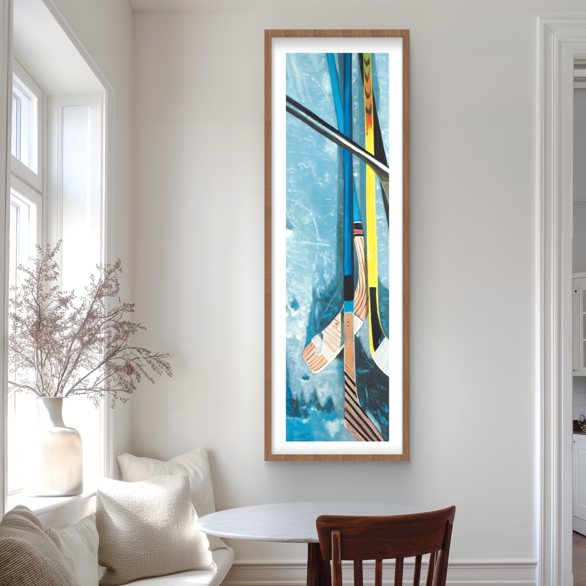 C1FM2060WS1RLB 20 x 60 in. Hockey Sticks - Blue Man Cave Framed Matted Print for Decor