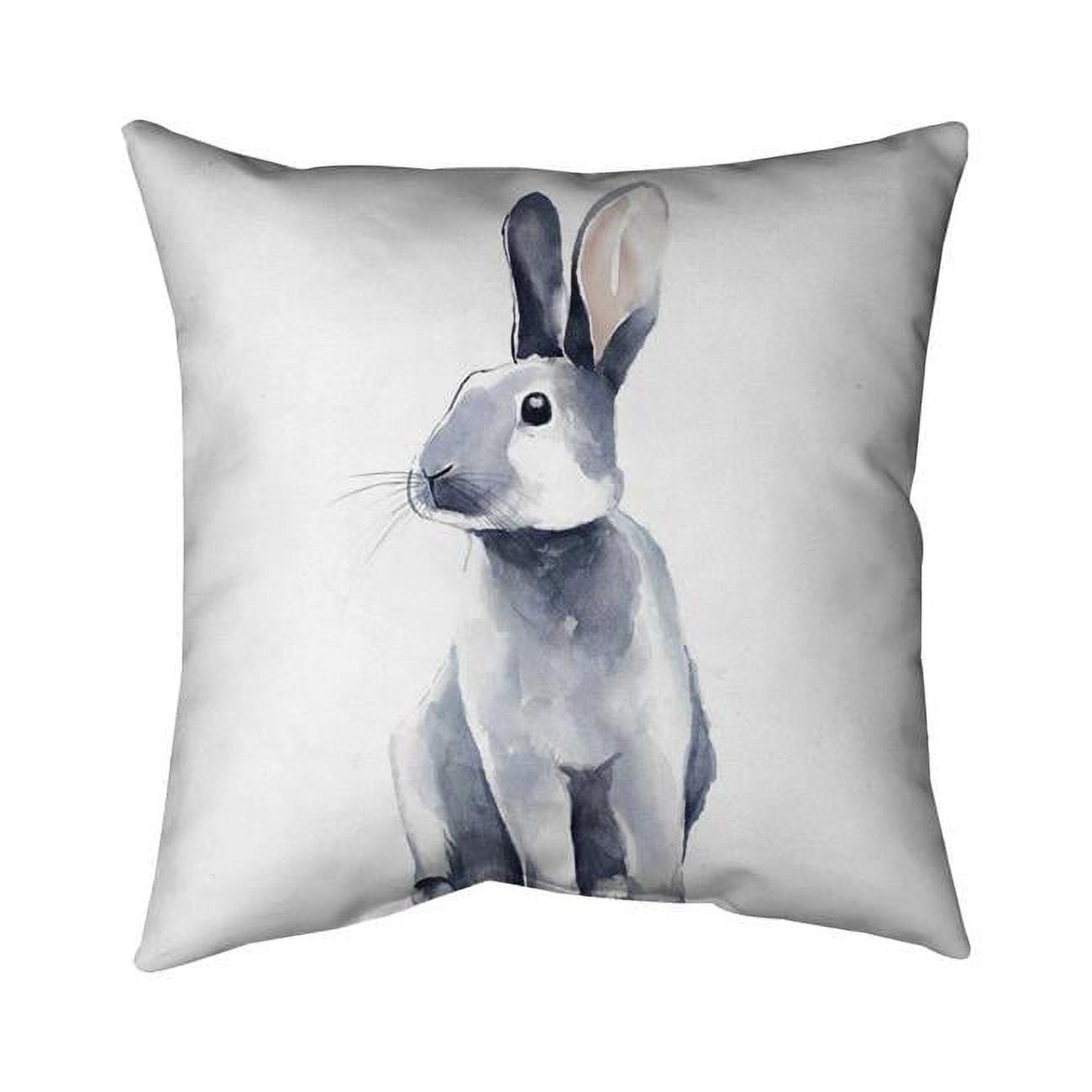 16 x 16 in. Grey Curious Rabbit-Double Sided Print Indoor Pillow Cover