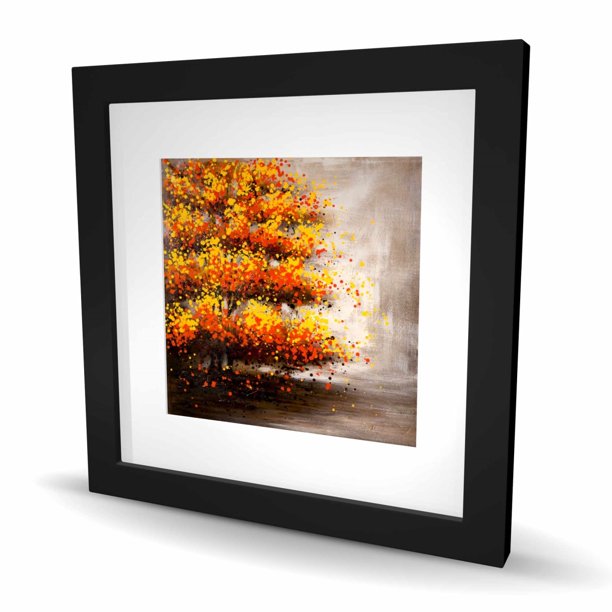 C1FM1616FFQM0U 16 x 16 in. Dotted Tree - Framed Matted Print for Bedroom Home Decor
