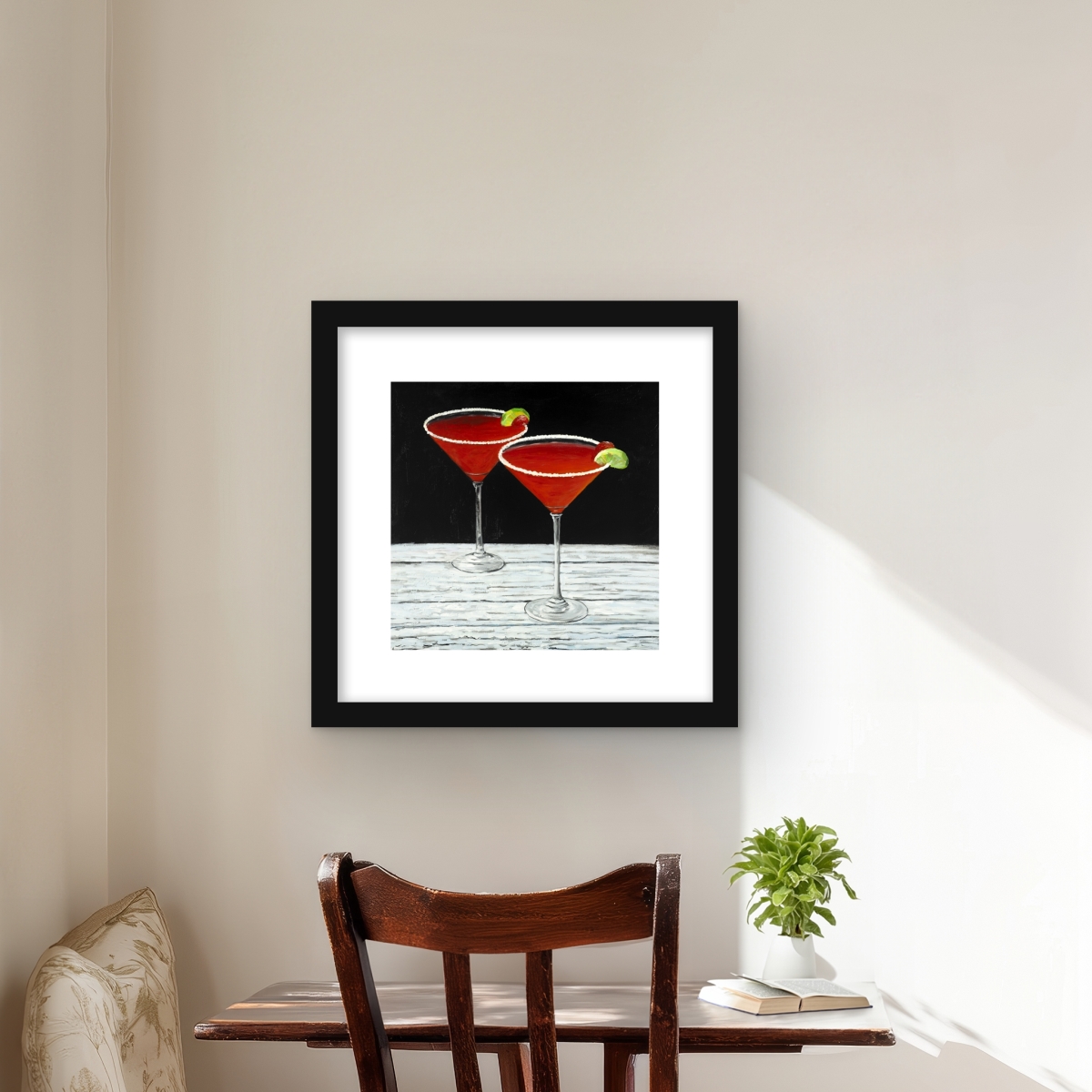 C1FM1616J9MULO 16 x 16 in. Cosmopolitan Drink Red Kitchen Matted Print - Home Decor