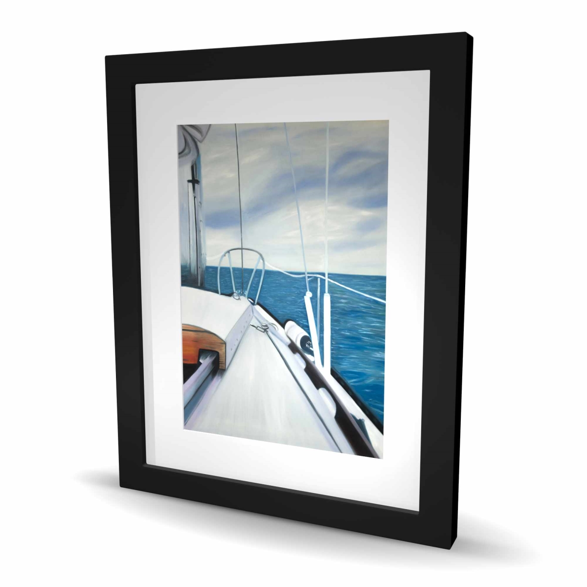 C1FM1620PGJGN0 16 x 20 in. Sail on the Water - Marine Blue Framed Matted Print Decor