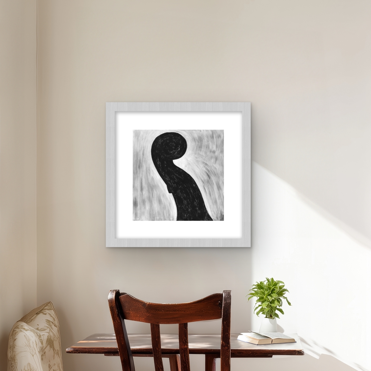 C1FM1616P2LDW5 16 x 16 in. Scroll Violin - Framed Matted Print for Home Decor