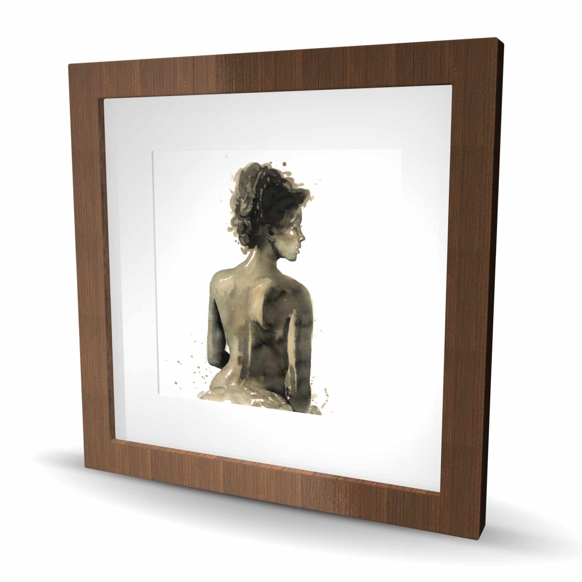 C1FM1616PTRMLE 16 x 16 in. Womans Back in Sepia - Beige Figurative Framed Print