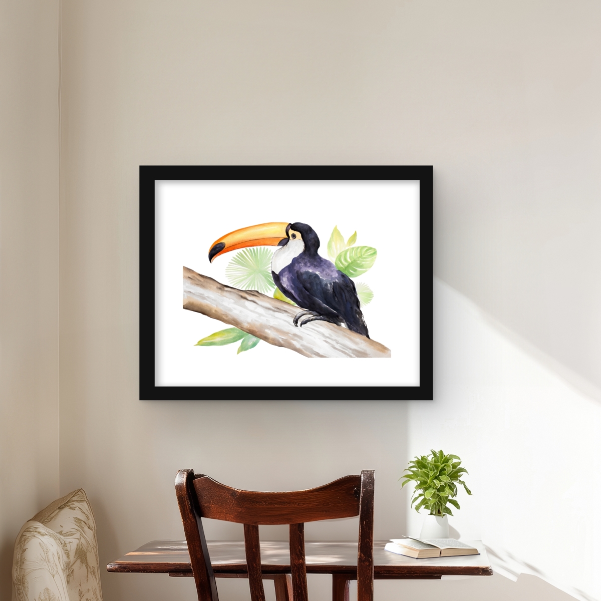 C1FM1620OBGW2P 16 x 20 in. Toucan Perched - Framed Matted Print for Home Decor
