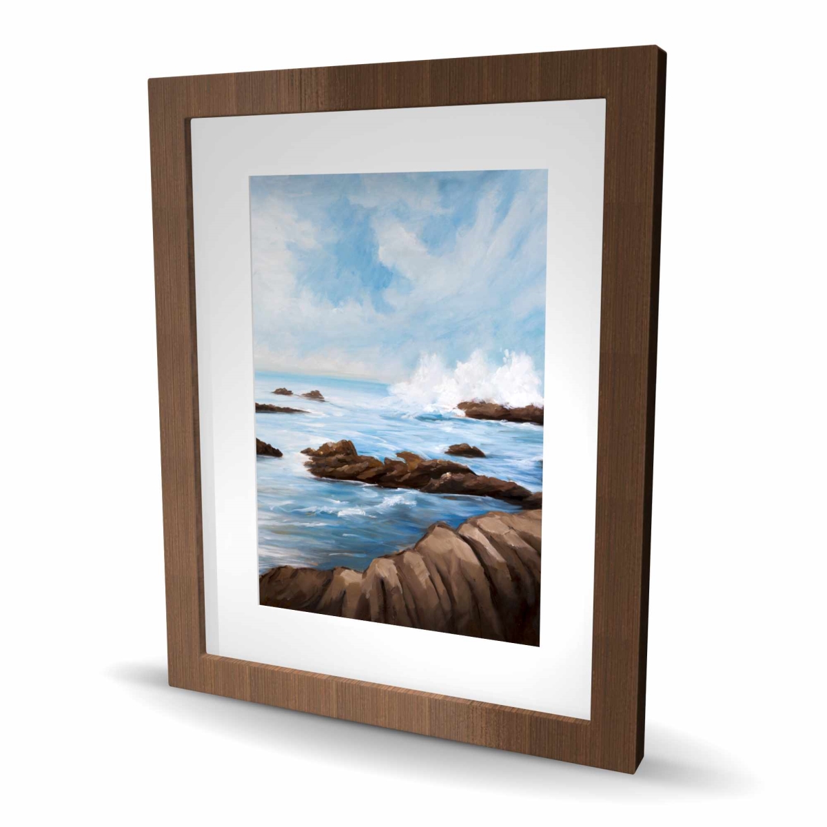 C1FM1620OEMK2B 16 x 20 in. Seaside Wave - Coastal Framed Matted Print for Home Decor