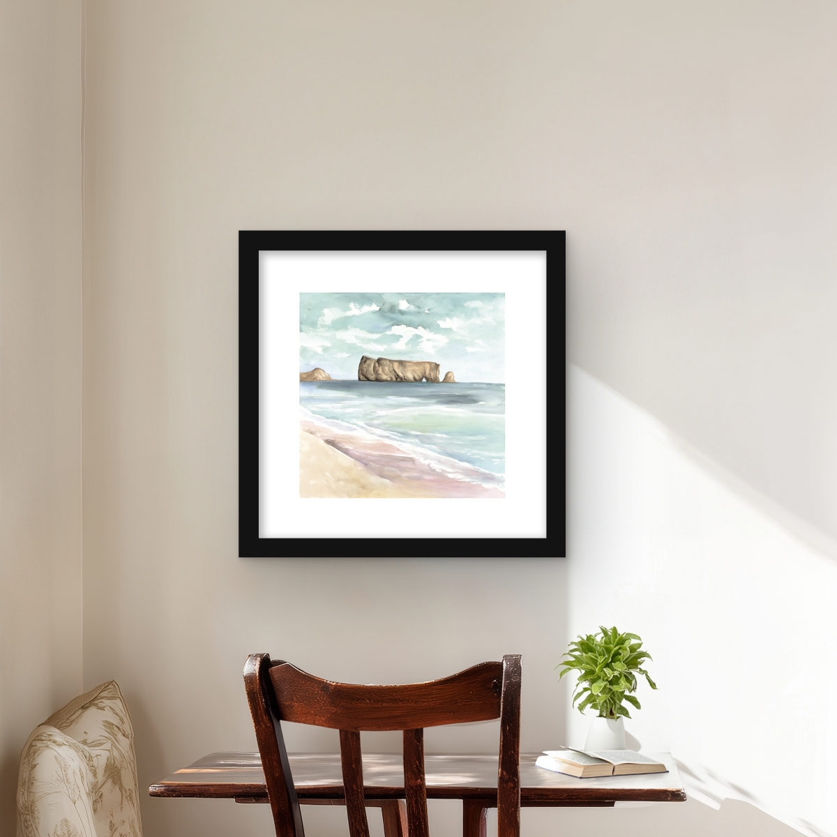 C1FM16163FT7JS 16 x 16 in. Rocher Perce Coastal Marine Print - Framed Matted Decor
