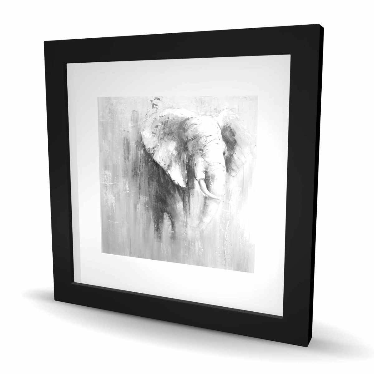C1FM1616V20VVB 16 x 16 in. Abstract Grayscale Elephant - Black & White Framed Print