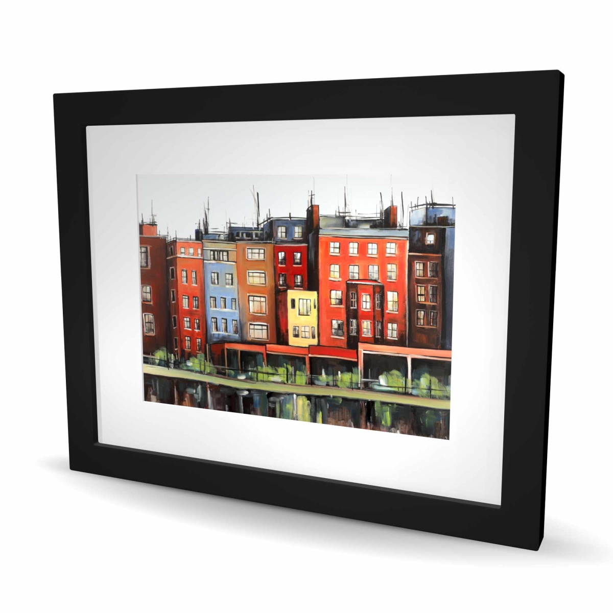 C1FM16207A9FDW 16 x 20 in. Boston Fall Colors Buildings Print - Framed Matted Decor