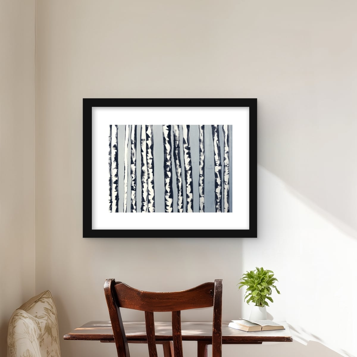C1FM16207BZ5IH 16 x 20 in. Small Birch Trees - Framed Matted Print for Home Decor