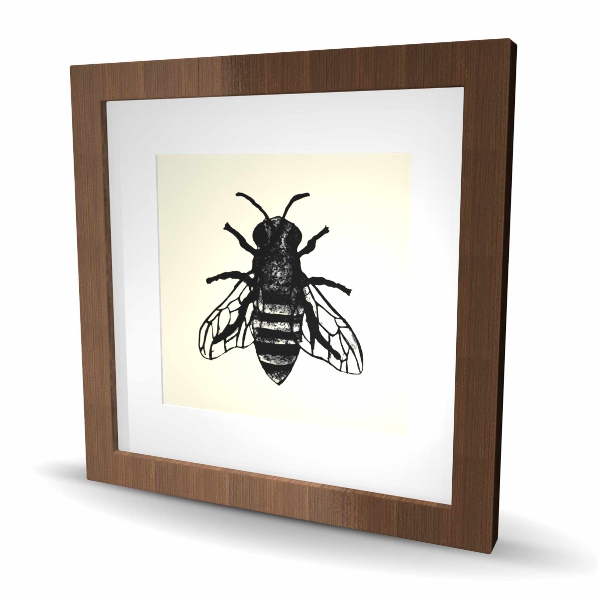 C1FM1616TRDEV4 16 x 16 in. Bee Black Framed Matted Print - Home Decor Insect Art