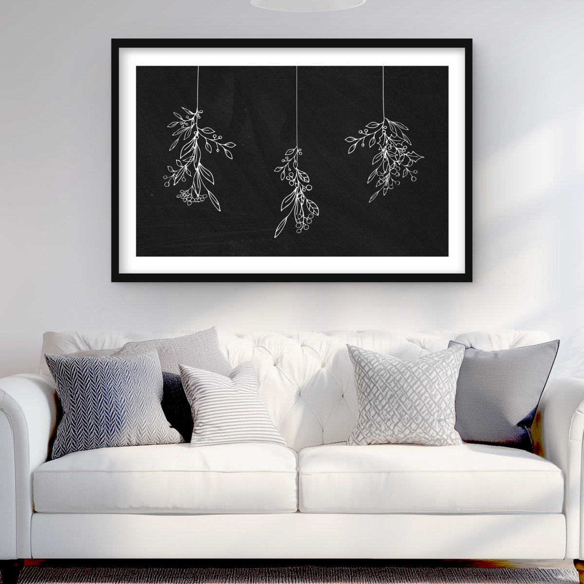 C1FM24369RAXOR 24 x 36 in. Mistletoe - Holidays Black & White Framed Matted Print Decor