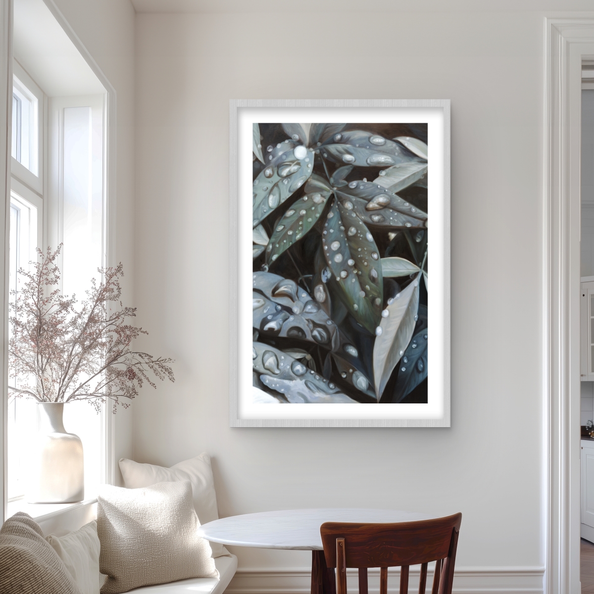 C1FM2436ARKOBX 24 x 36 in. Leaves After Rain - Hyperrealist Brown Framed Matted Print