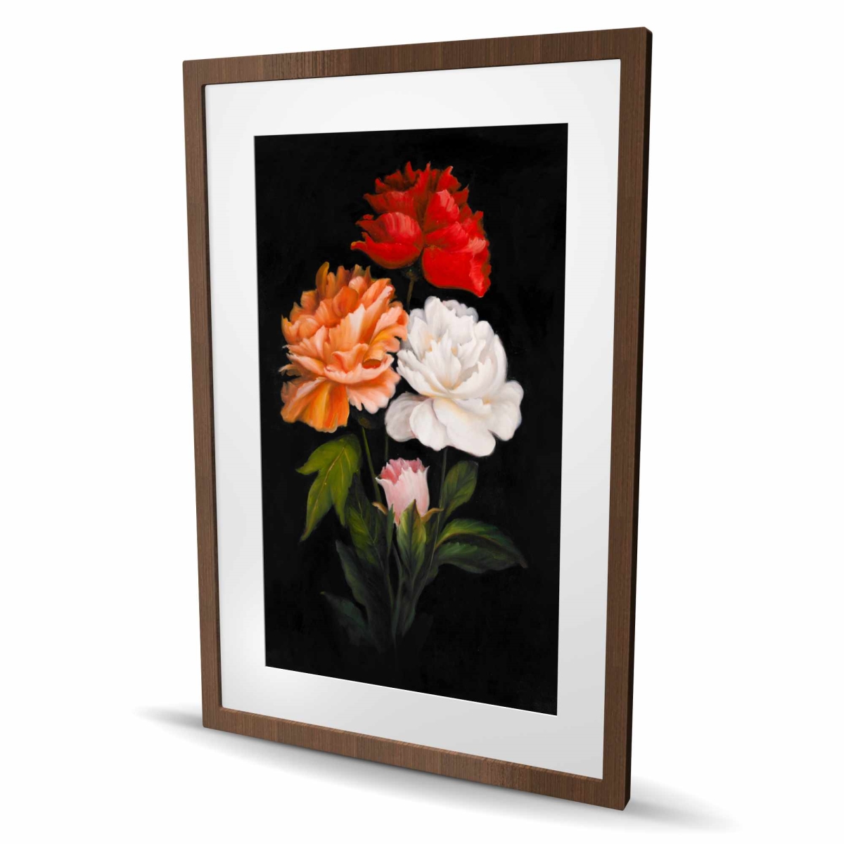 C1FM2436BV8KNO 24 x 36 in. Three Beautiful Rose Flowers - Red Framed Matted Print Decor
