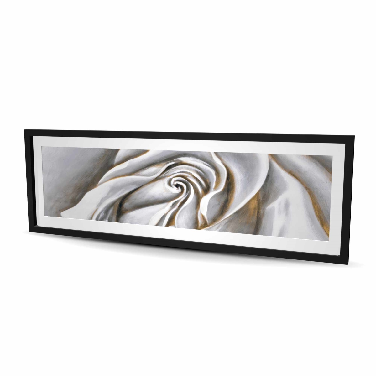 C1FM2060X9MCC1 20 x 60 in. White Rose Delicate - Romantic Framed Matted Print for Decor
