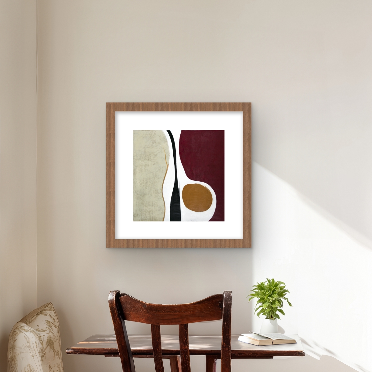 C1FM1616NRNSCL 16 x 16 in. Multiform Vintage Abstract Framed Matted Print - Home Decor