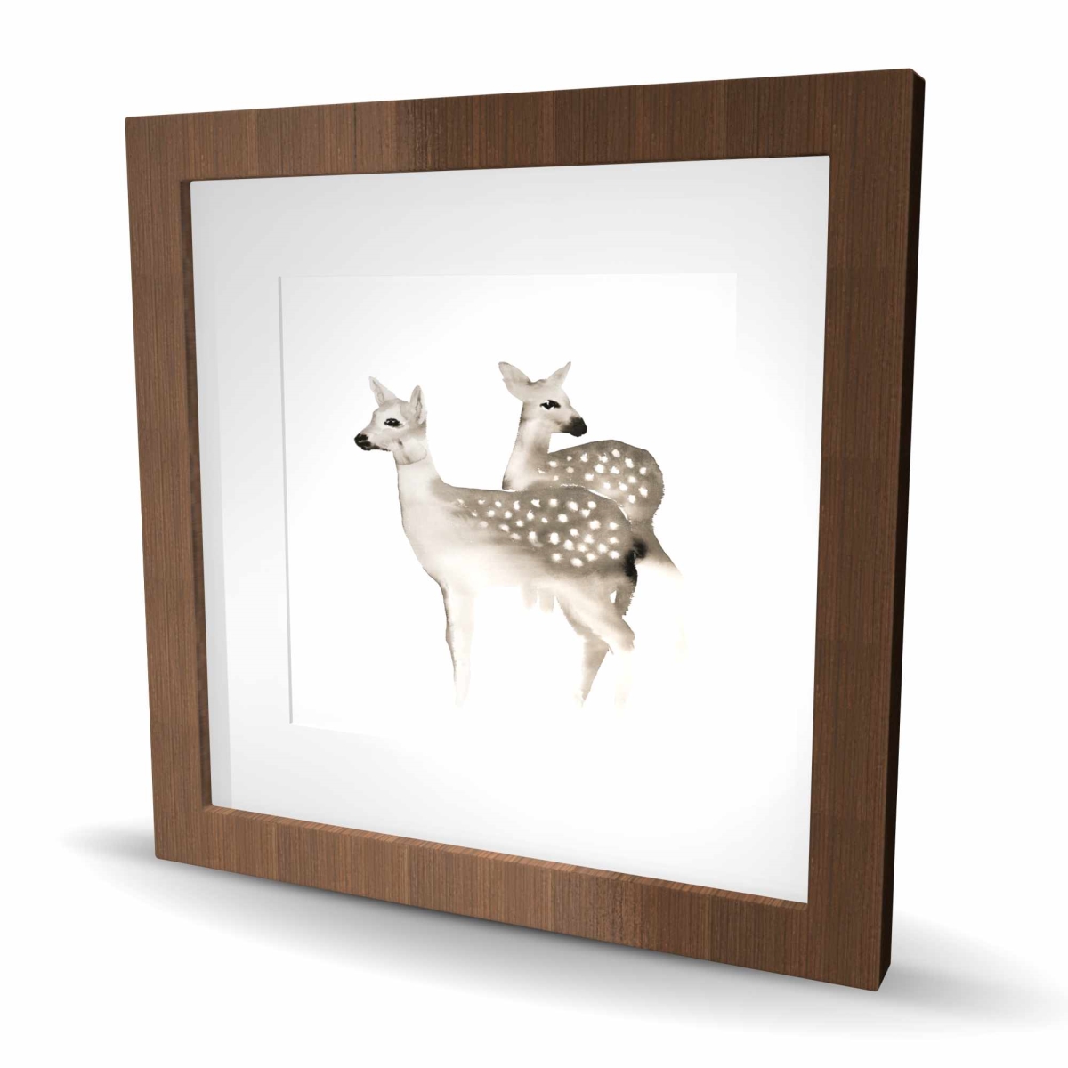 C1FM1616JFT9FP 16 x 16 in. Brown Faons - Rustic Bedroom Framed Matted Print for Decor
