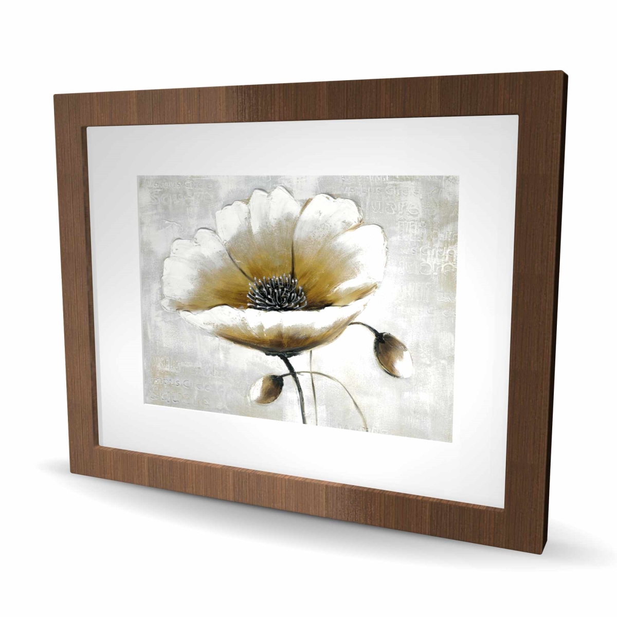 C1FM1620H4WAYU 16 x 20 in. Modern Beige Flower - Floral Matted Print for Home Decor