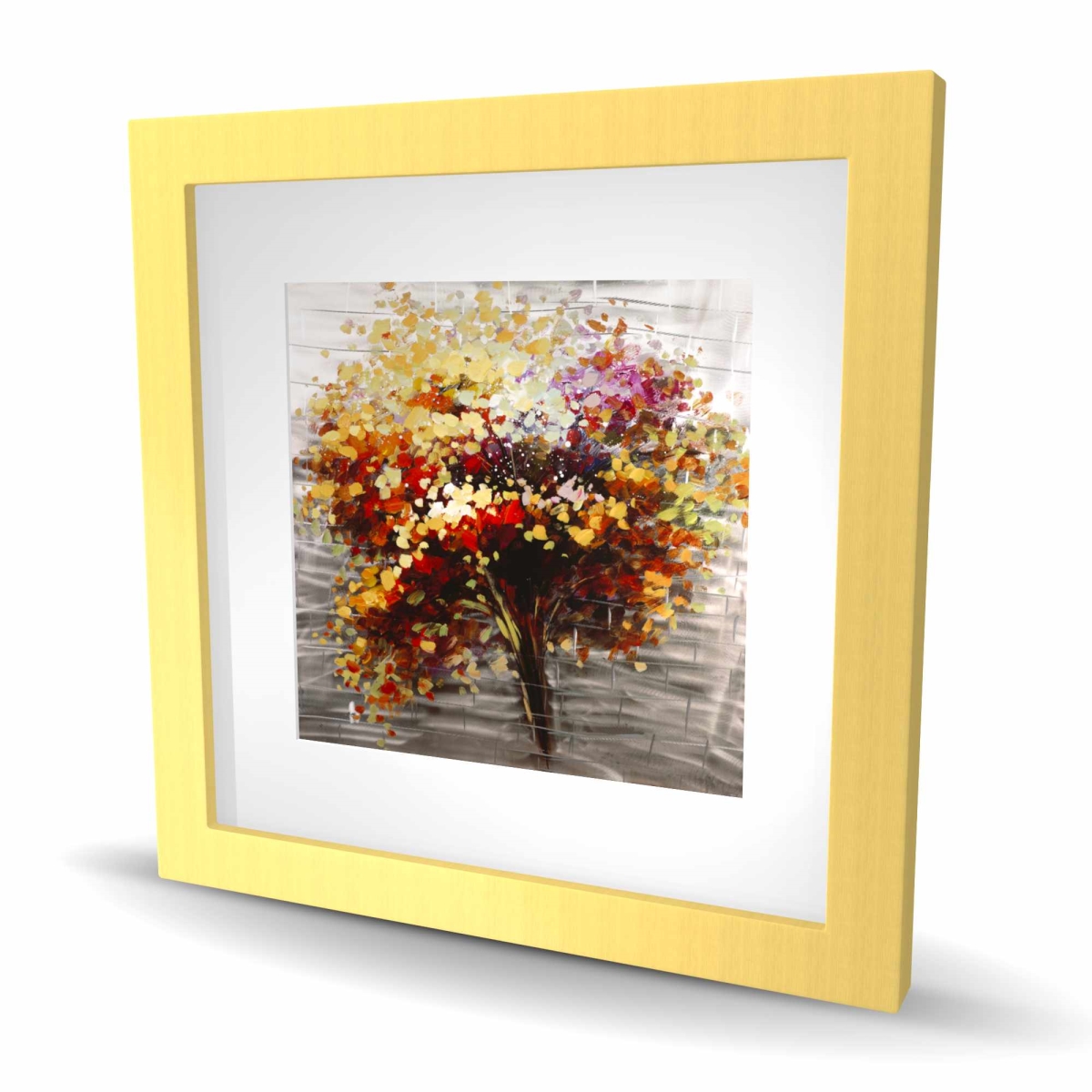 C1FM1616DU9A9W 16 x 16 in. Abstract Colorful Tree - Floral Orange Framed Matted Print