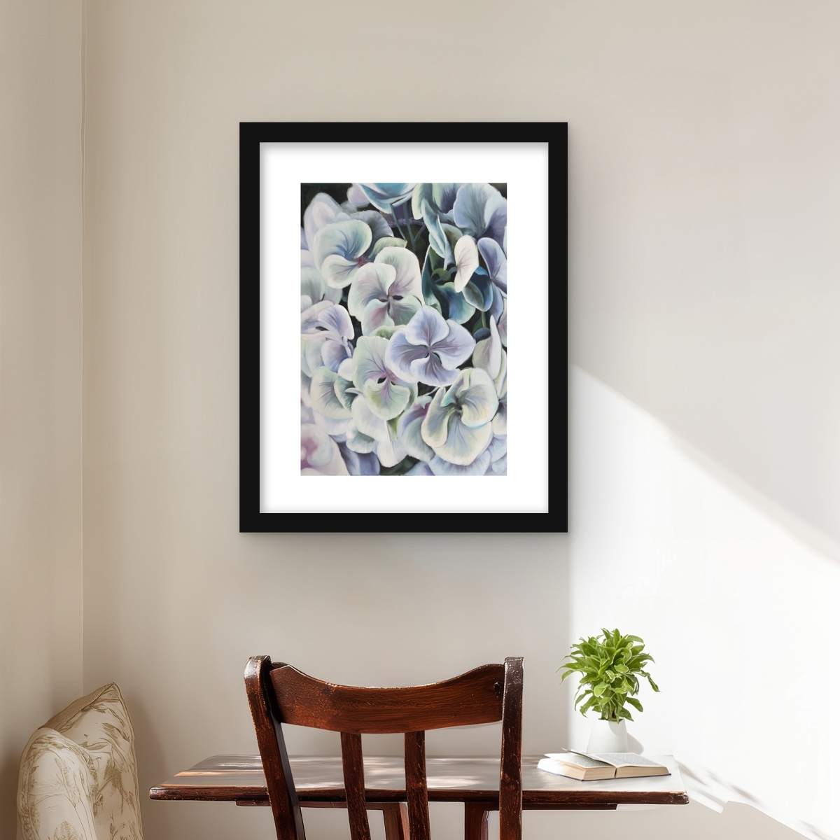 C1FM1620M1IHF0 16 x 20 in. Colorful Hydrangea Flowers - Rustic Botanical Framed Print