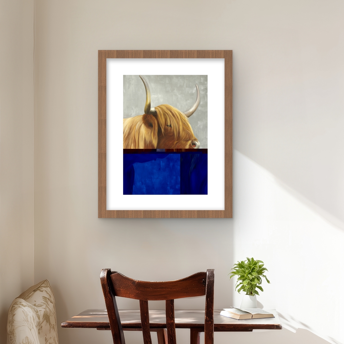 C1FM1620YH2XEL 16 x 20 in. Beautiful Highland Cattle Print - Rustic Brown Framed Decor
