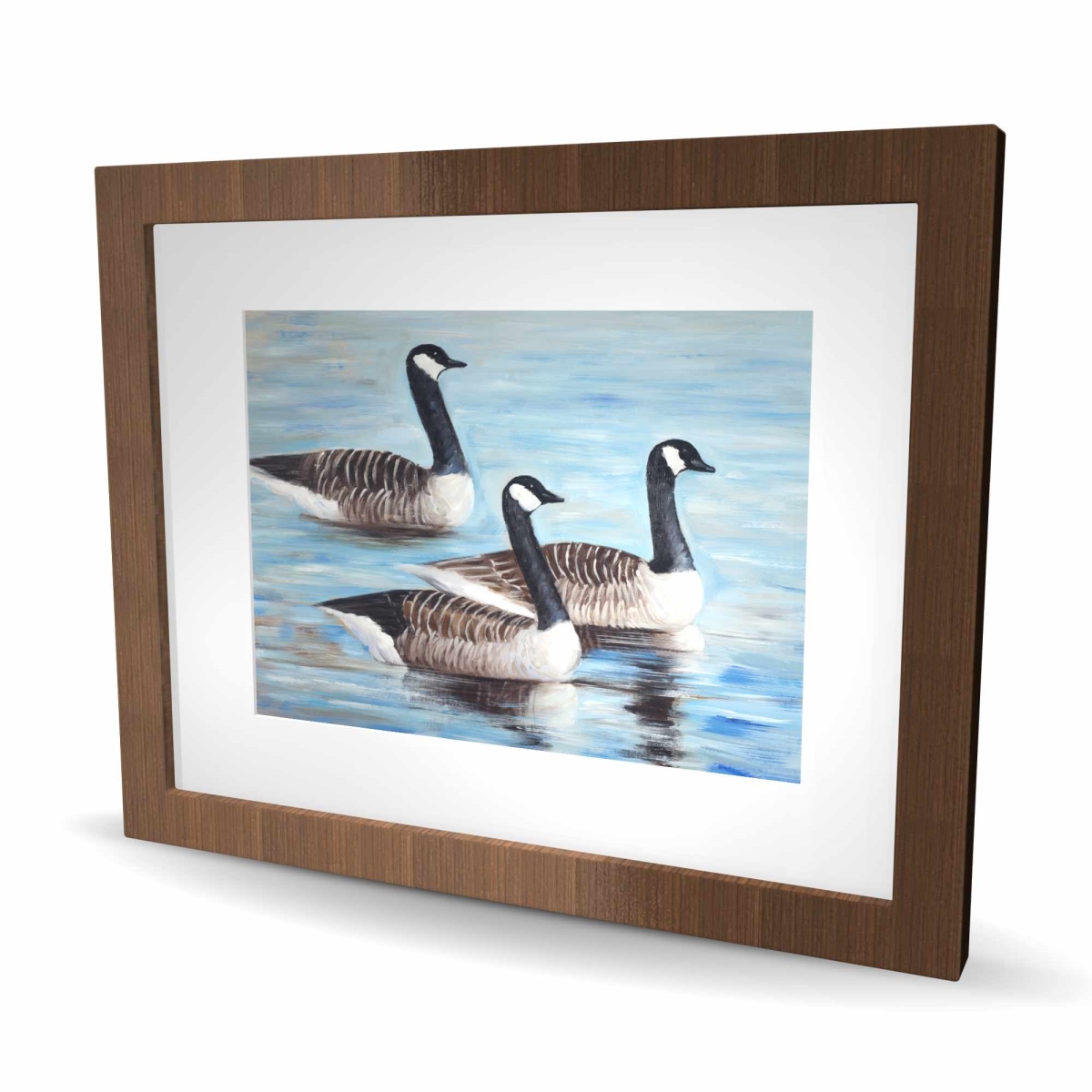 C1FM1620FB1HA8 16 x 20 in. Canada Geese in Water - Rustic Bird Framed Matted Print