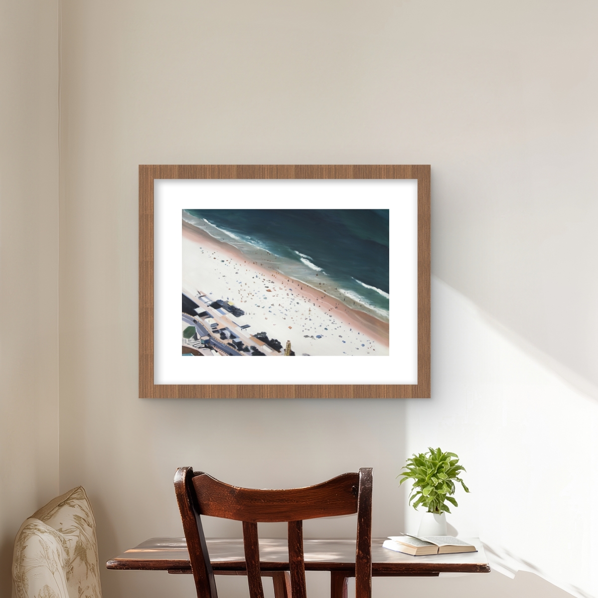 C1FM1620E6N6MM 16 x 20 in. Hot Day At the Beach - Coastal Beach Framed Matted Print