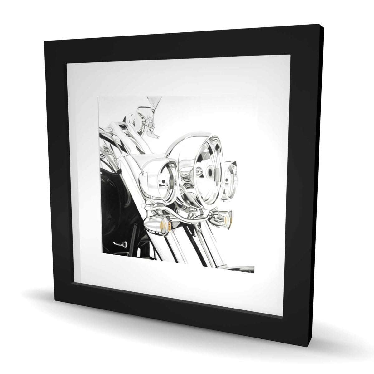 C1FM1616XP6ETP 16 x 16 in. Motorcycle Light - Framed Matted Print for Home Decor