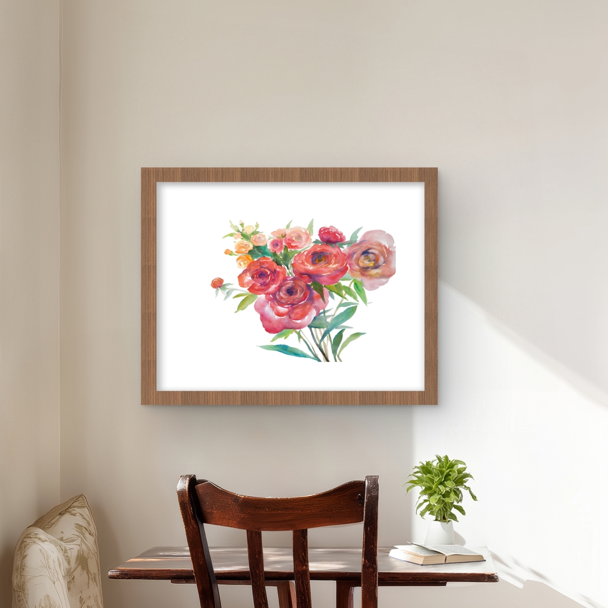 C1FM1620GXMWC2 16 x 20 in. Watercolor Bouquet of Flowers - Romantic Framed Print Decor