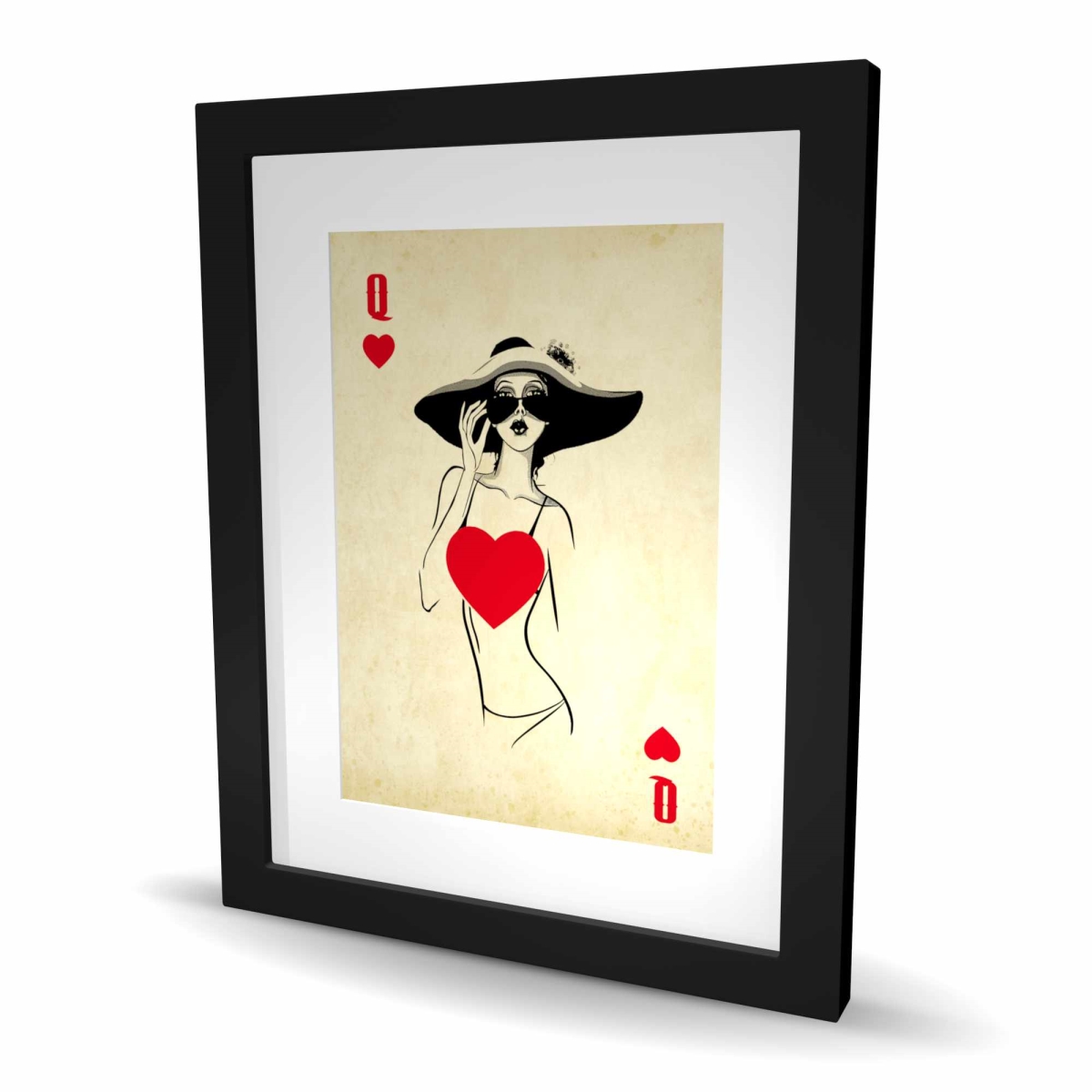 C1FM1620L0RTRF 16 x 20 in. Queen of Hearts - Framed Matted Print for Home Decor