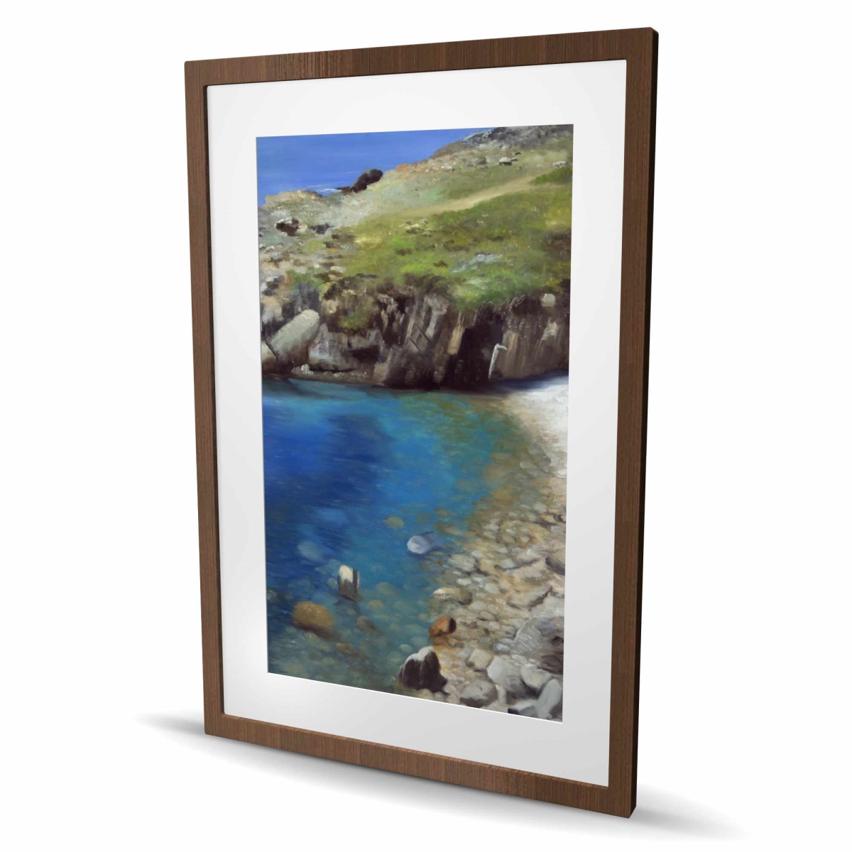 C1FM243688LZ3M 24 x 36 in. Spanish Coast - Illustrative Beach Framed Matted Print Decor