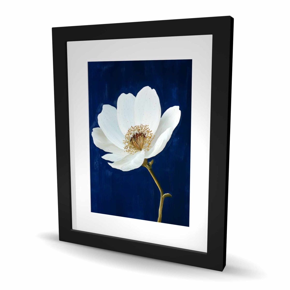 C1FM16202CDKUG 16 x 20 in. Bright on Blue - Flowers Bathroom Framed Matted Print Decor