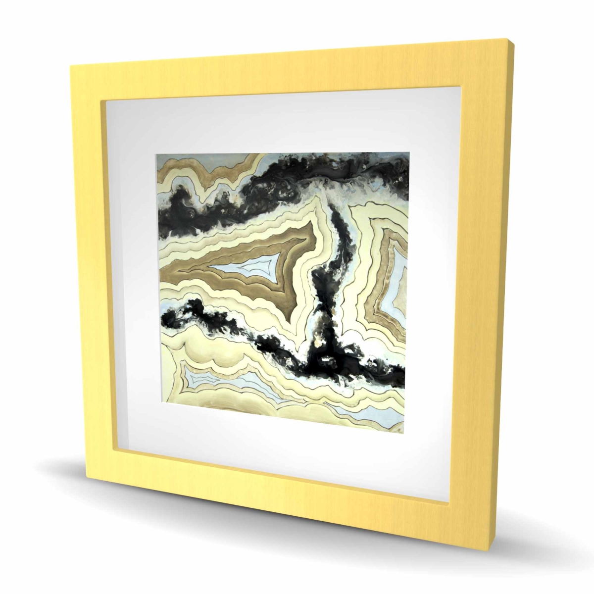 C1FM1616387D1A 16 x 16 in. Lace Agate - Abstract Bathroom Print - Framed Matted Decor
