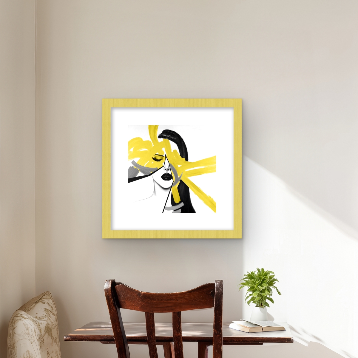 C1FM1616EW7ZIX 16 x 16 in. Beauty Divided - Figurative Gray Framed Matted Print Decor