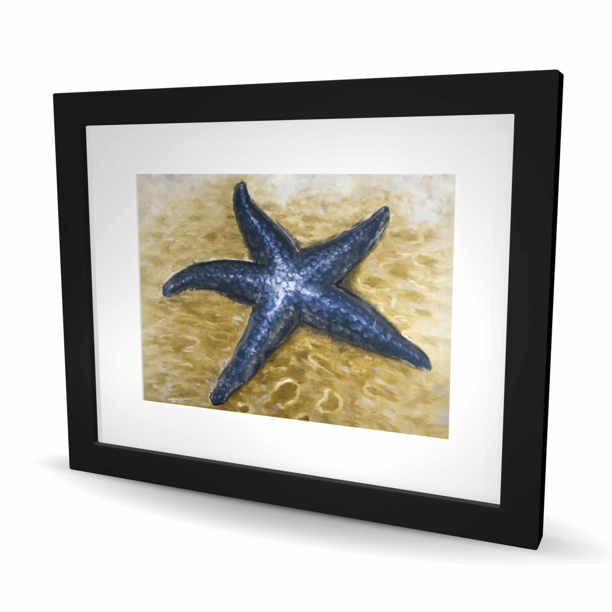 C1FM1620CDKC73 16 x 20 in. Beautiful Starfish - Classic Blue Framed Matted Print Decor