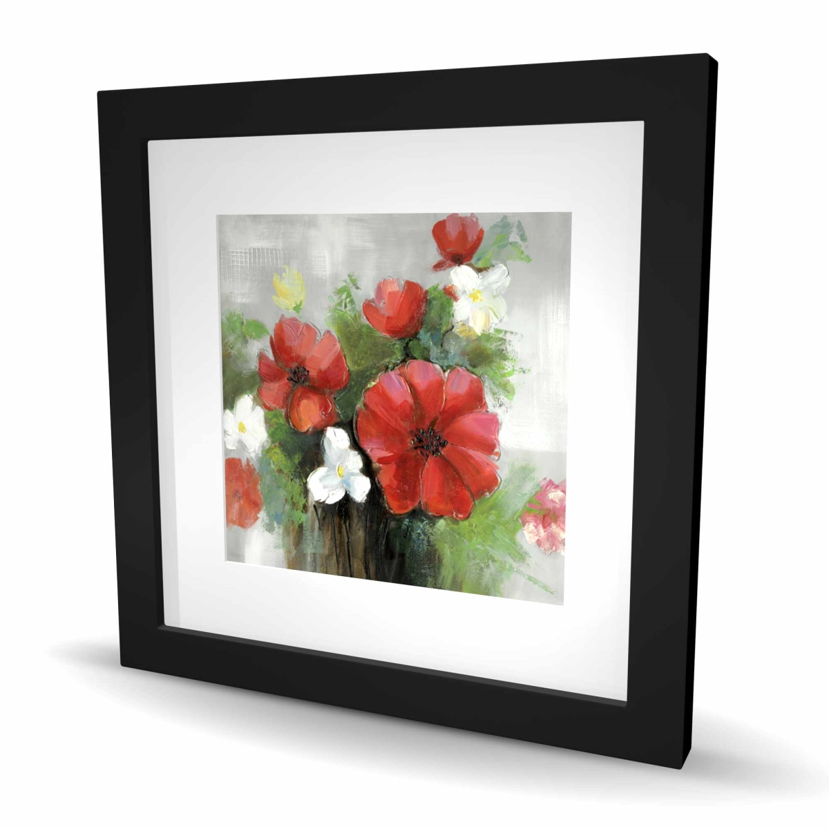 C1FM1616FLFK38 16 x 16 in. Abstract Wild Flowers Bundle - Red Living Room Framed Print