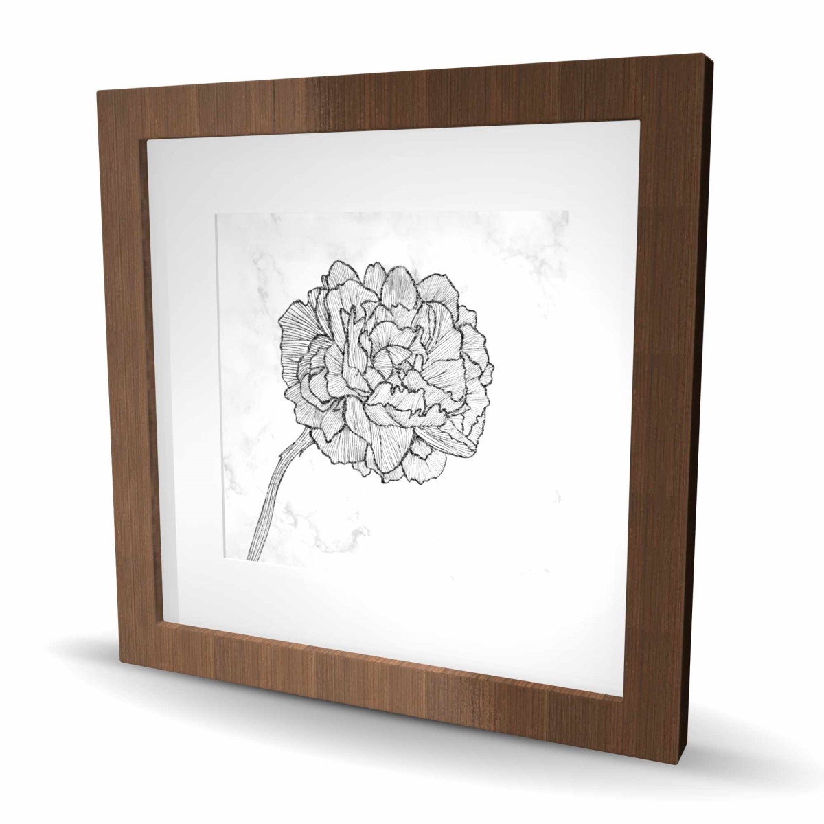 C1FM1616FMRSTP 16 x 16 in. Bright Peony - Black Floral & Botanical Framed Print Decor