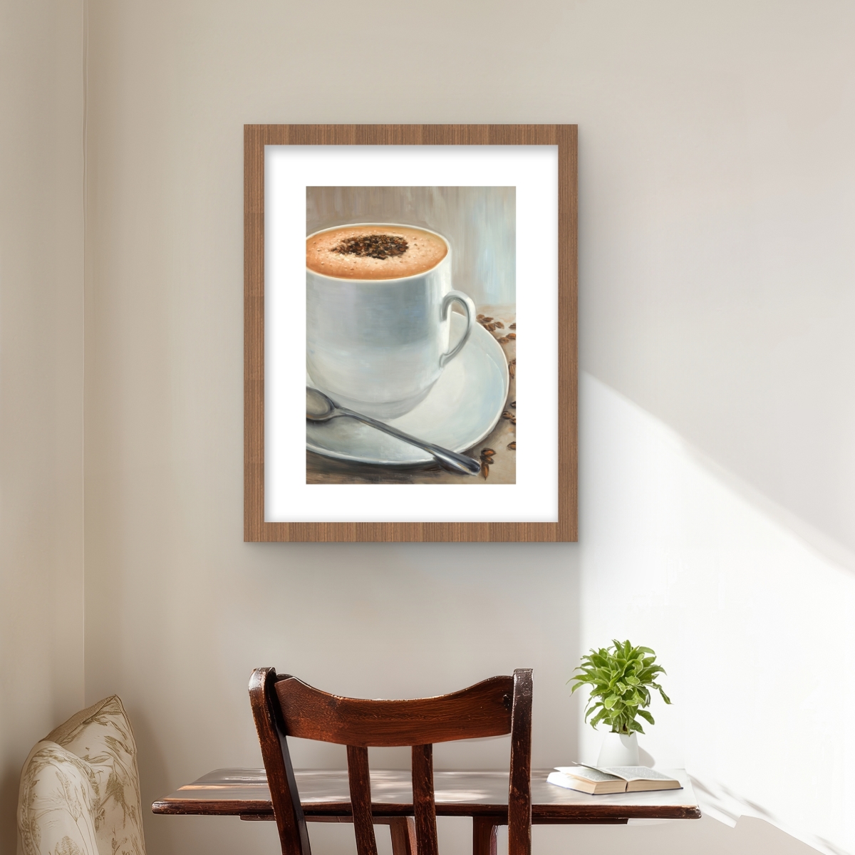 C1FM1620CSUTFI 16 x 20 in. Cappuccino Time - Still Life Brown Framed Matted Print Decor