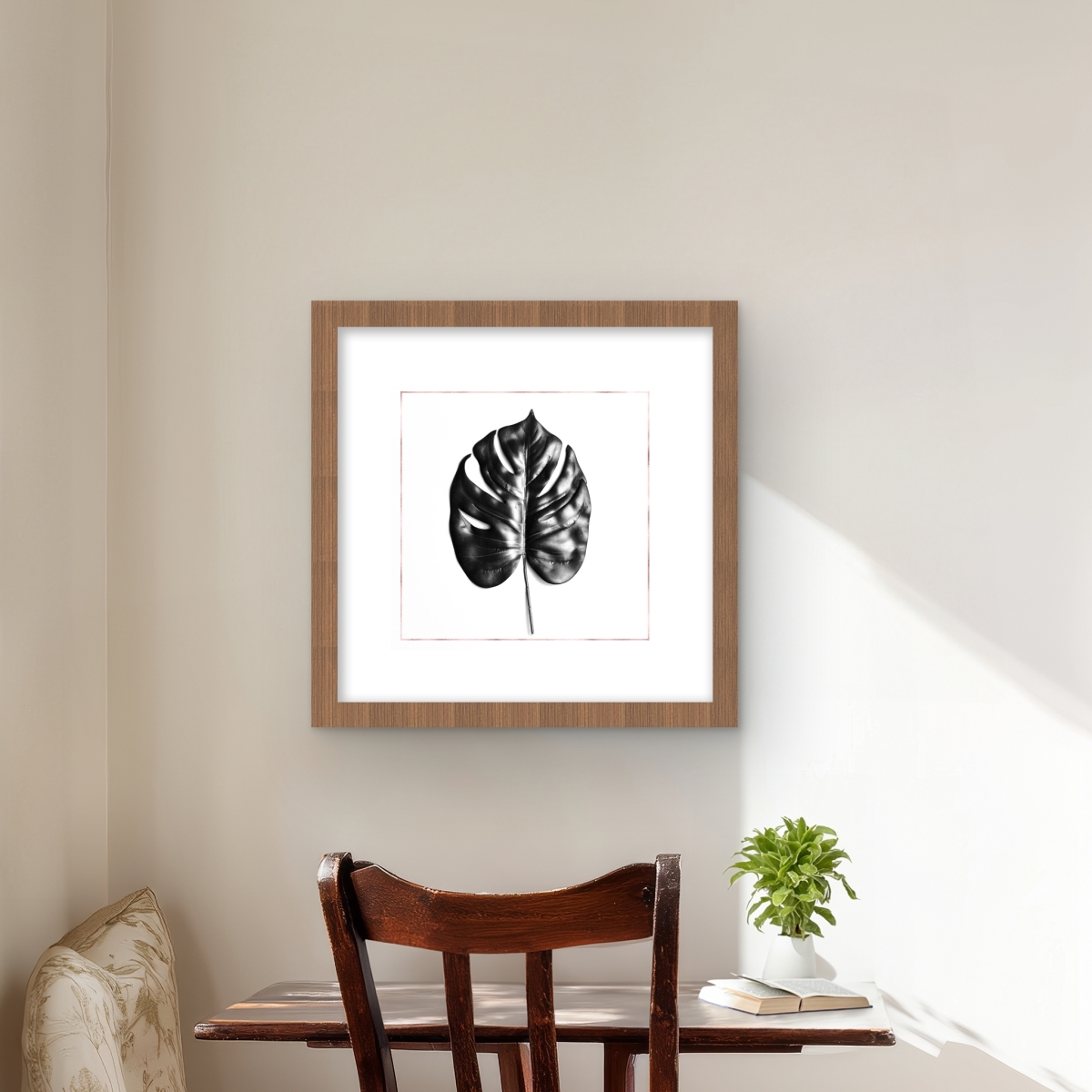 C1FM161618IBHC 16 x 16 in. Split Leaf Philodendron with Rose Line - Scandinavian Print
