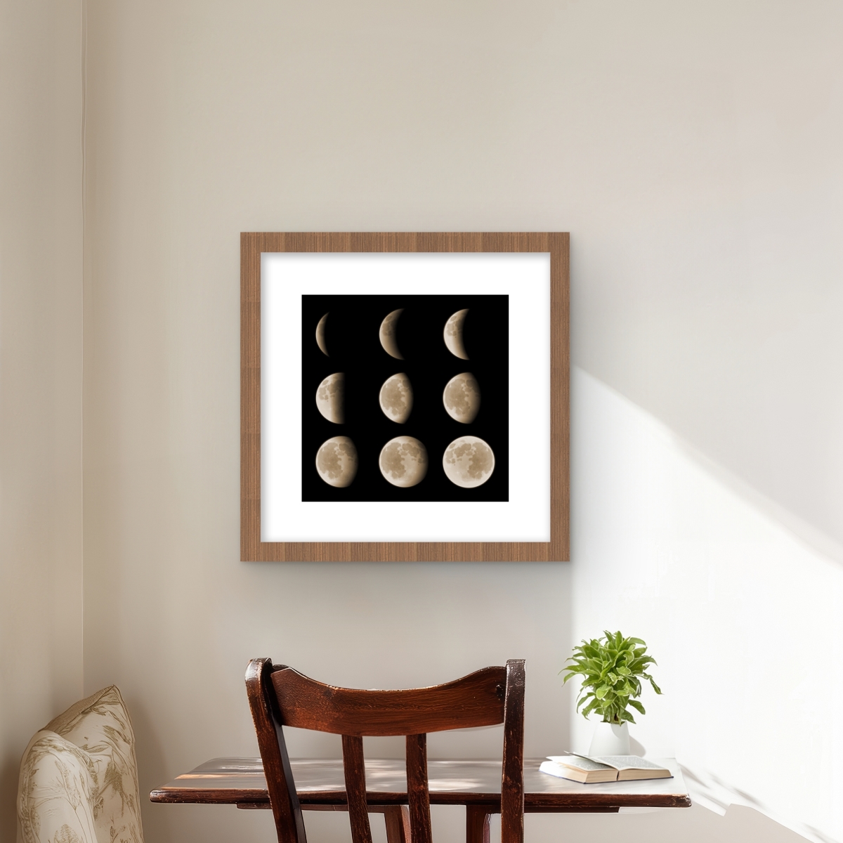 C1FM1616B2CUL9 16 x 16 in. Eclipse in Nine Phases - Modern Office Framed Print Decor
