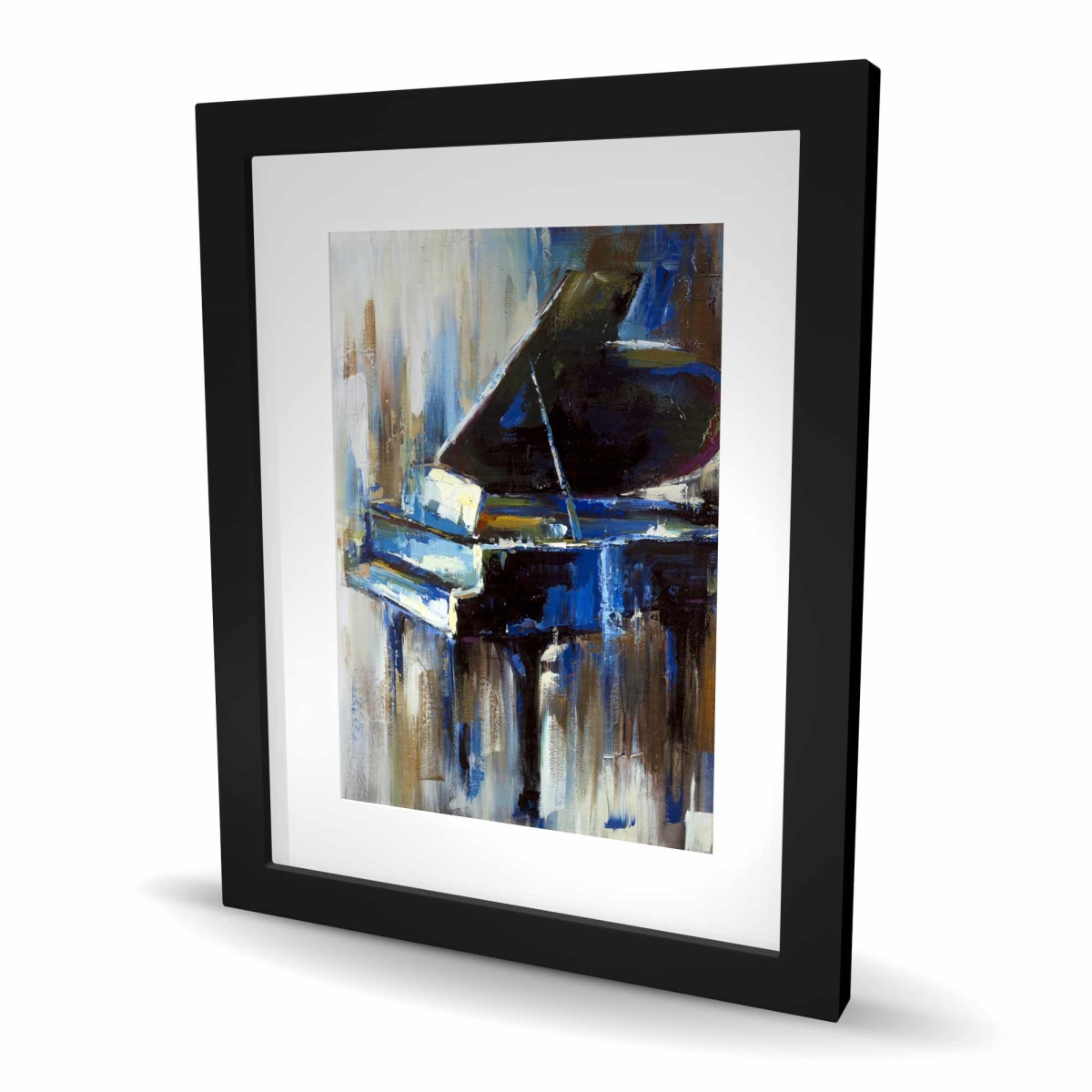 C1FM1620AFNEMO 16 x 20 in. Abstract Grand Piano - Blue Modern Framed Matted Print Decor