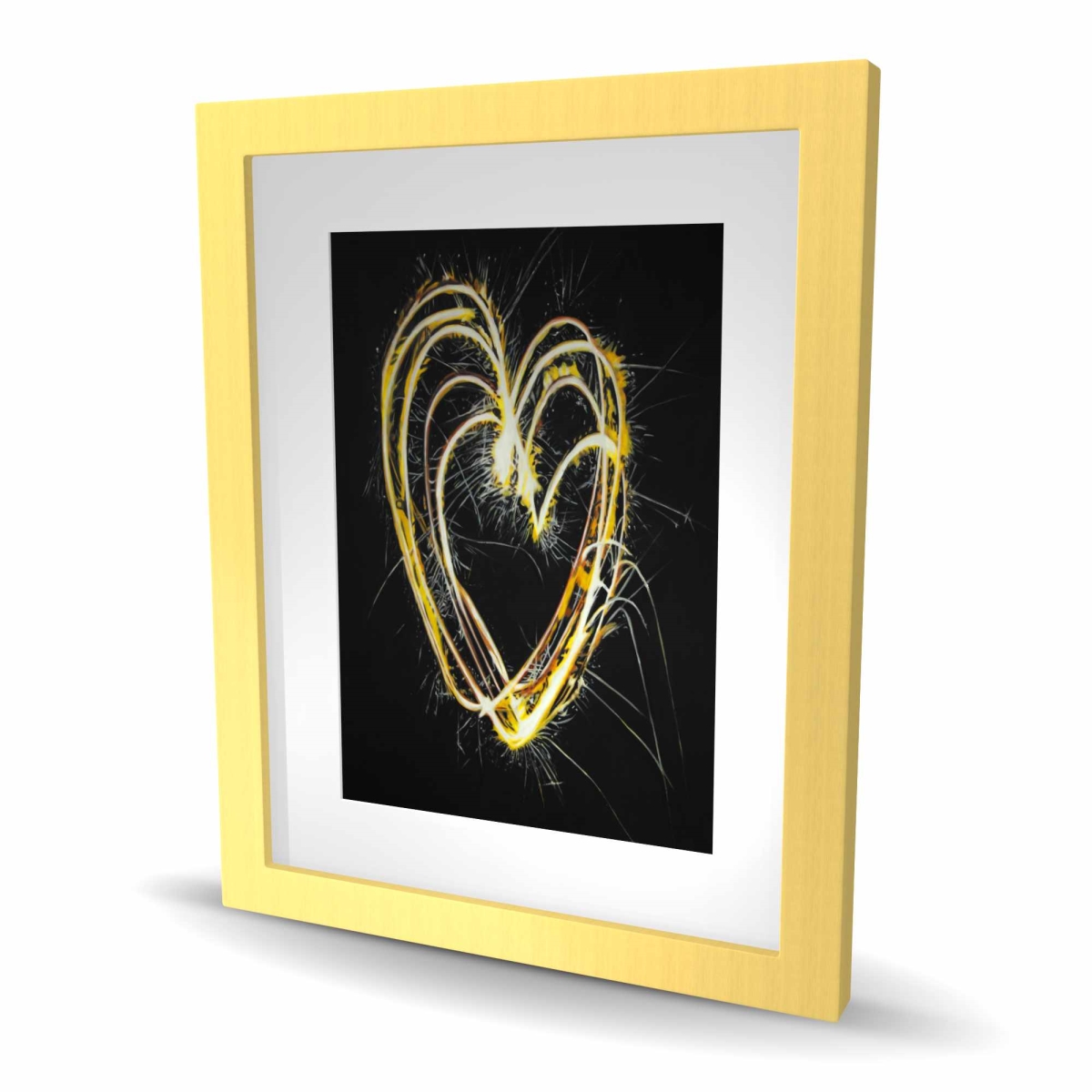 C1FM1620OGRVHI 16 x 20 in. Fireworks Heart - Holidays Pattern Framed Matted Print Decor