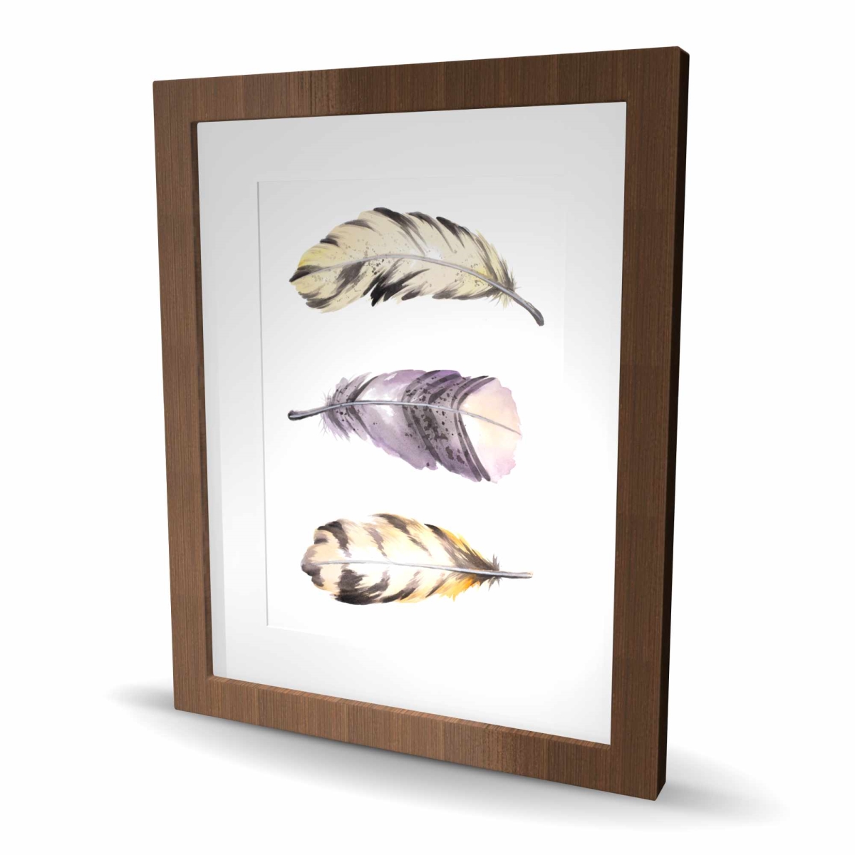 C1FM16208VTYYJ 16 x 20 in. Horizontal Striped Feather Set - Framed Matted Print Bedroom Decor