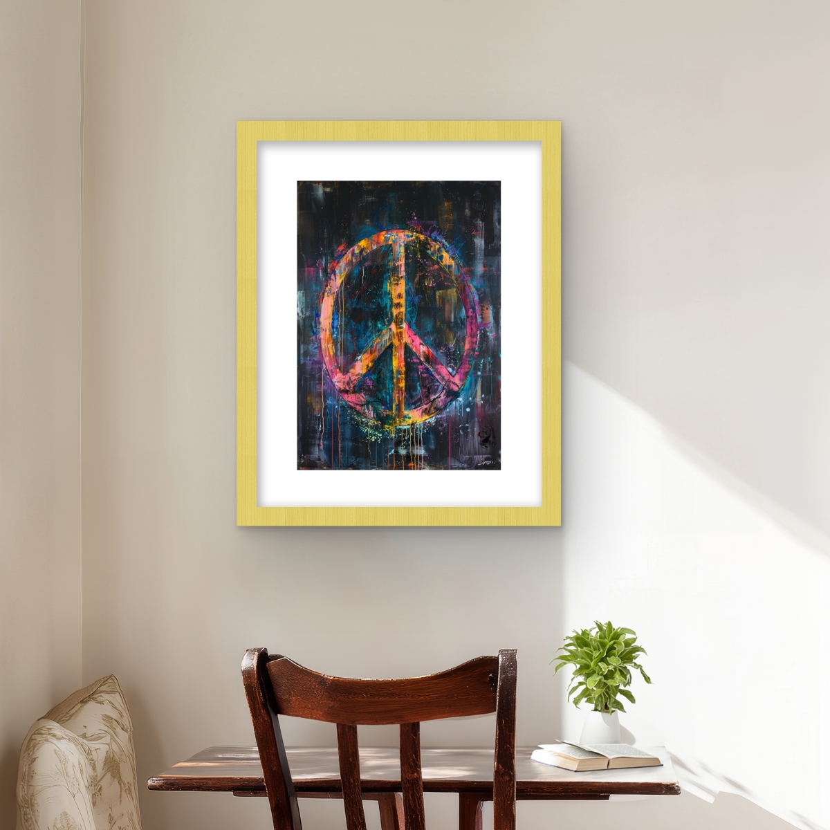 C1FM16204OTFCR 16 x 20 in. Making Peace - Gray Framed Matted Print for Home Decor