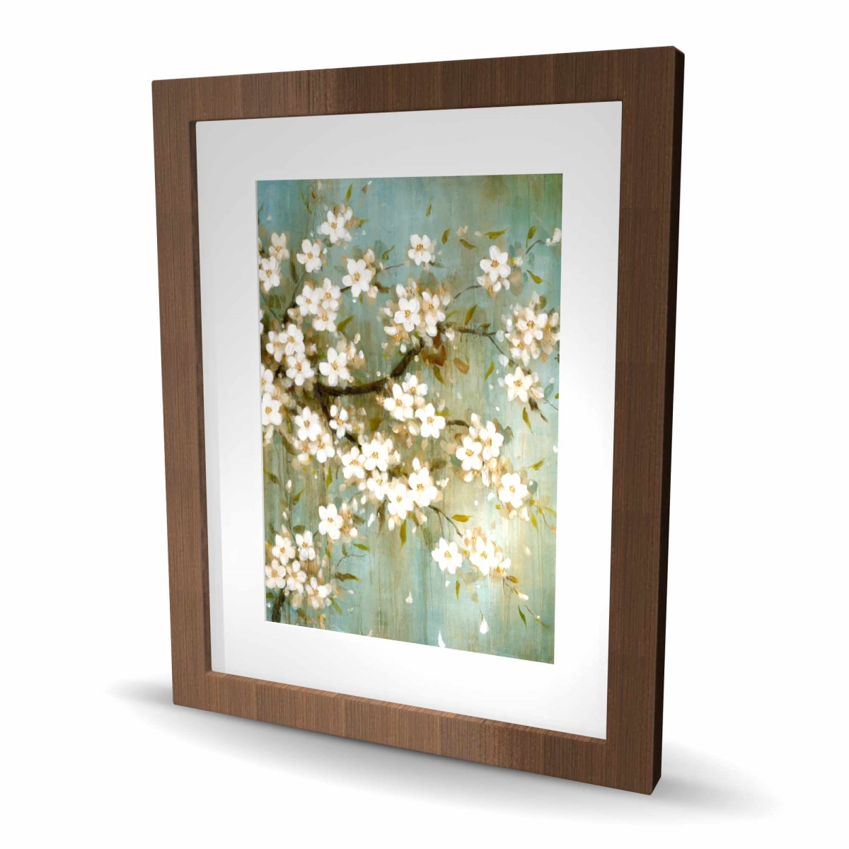 C1FM162061PMBV 16 x 20 in. White Cherry Blossom Framed Matted Print - Floral Home Decor