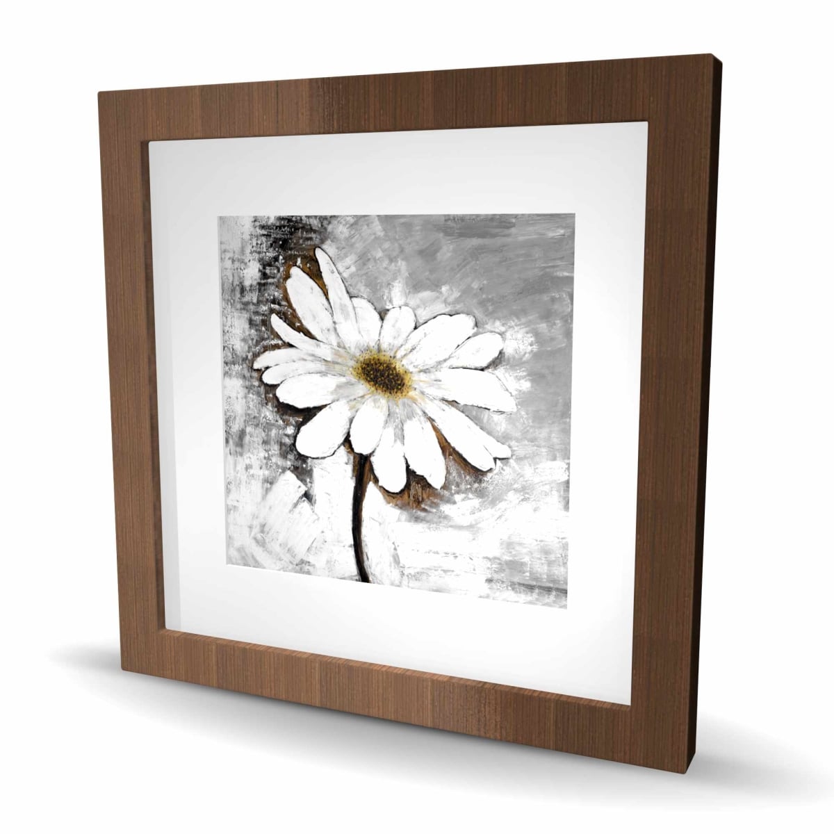 C1FM1616VARXED 16 x 16 in. Abstract Daisy - Industrial Gray Framed Matted Print Decor